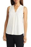 Anne Klein Harmony Pleat Neck Shell In White