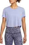 Nike Dri-fit One Crop T-shirt In Light Thistle/ White