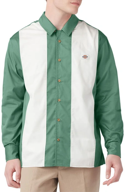 Dickies Stripe Bowling Shirt In Green
