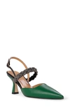 Beautiisoles Celine Slingback Pointed Toe Pump In Green Leather