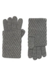 Allsaints Travelling Rib Fold Over Cuff Knit Gloves In Gray