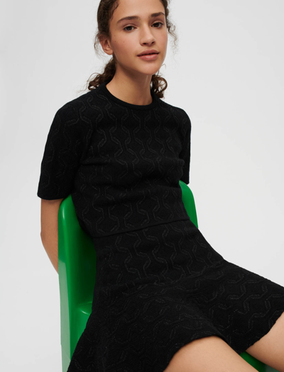 Maje Trompe L Il Jacquard Knit Dress In Black | ModeSens