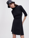 Maje Roleana Knit Lattice Mini Dress In Grey