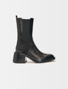 Maje Black Leather Ankle Boots And Square Toe In Black