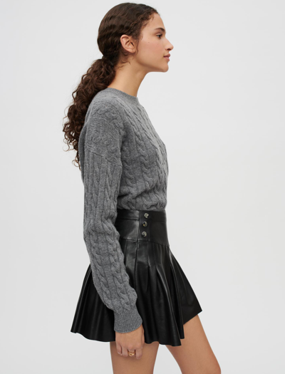 Maje Junia Pleated Leather Mini Skirt In Black