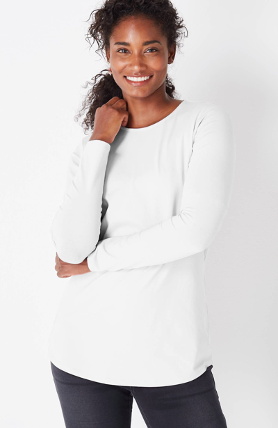 Jjill J.jill Pure Jill Long-sleeve Shirttail Tee In White