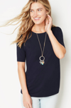 Jjill J.jill Luxe Supima® Elbow-sleeve Tee In Navy Blue