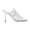 Bottega Veneta Green Nappa Leather Sandals With 10cm Heel For Women In Silver