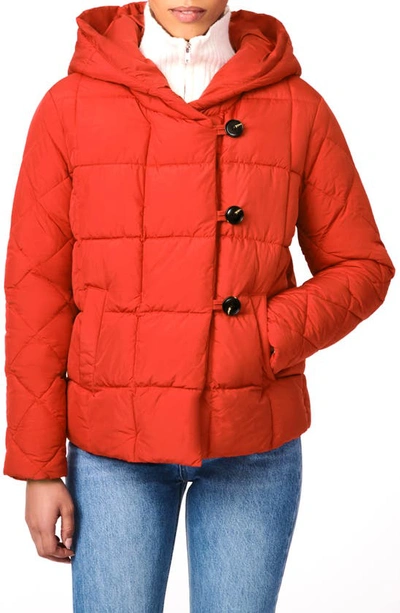 Bernardo Hooded Recycled Puffer Jacket In Molten Lava