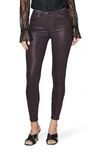 Paige Hoxton Coated High Waist Ankle Skinny Jeans In Black Cherry Luxe Coating