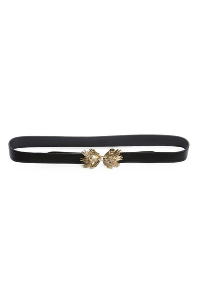 Raina Star Buckle Leather Belt In Black