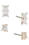 Nadri Chateau Set Of 4 Baguette Cubic Zirconia Earrings In Gold