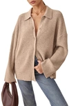 Reformation Fantino Recycled Cashmere Blend Cardigan In Beige