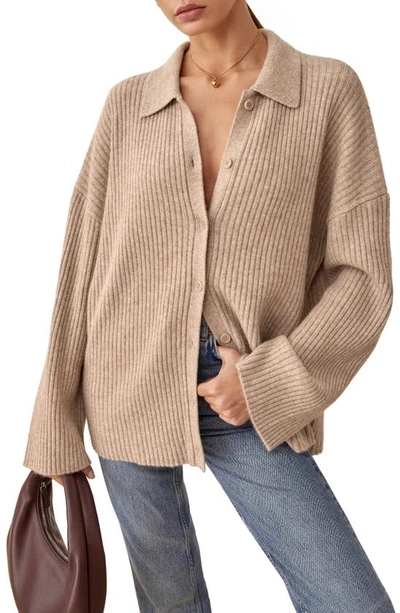 Reformation Fantino Recycled Cashmere Blend Cardigan In Beige