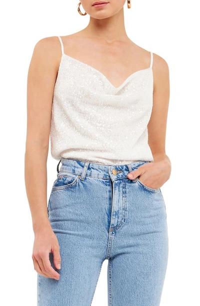 Endless Rose Sequins Cowl Neck Camisole In White
