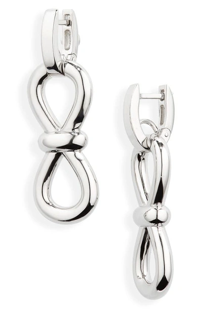 Mach & Mach Bow Drop Earrings In Silver-tone