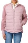 Bernardo Mixed Media Puffer Jacket In Lilac Haze
