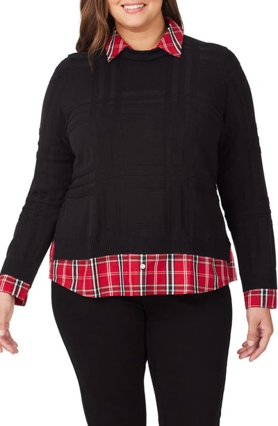 Foxcroft Layered Sweater In Black Mult