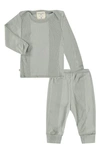 Paigelauren Babies' Ribbed Cotton & Modal Long Sleeve T-shirt & Pants Set In Gray
