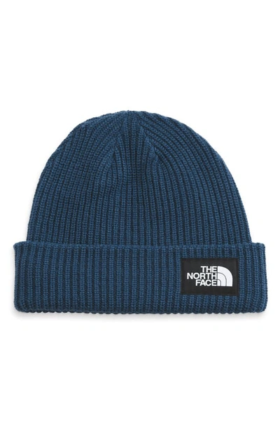 The North Face Salty Dog Logo-patch Woven-knit Beanie Hat In Shady Blue