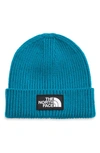 The North Face Tnf Logo Box Cuffed Beanie In Acoustic Blue