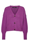 Vero Moda Lea V Neck Button-front Cardigan In Wild Aster