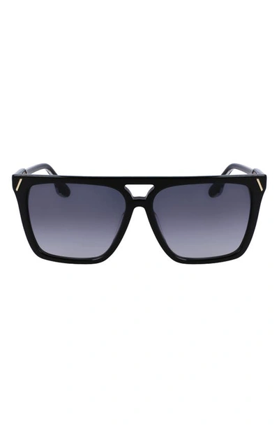 Victoria Beckham Women's Guilloché 57mm Rectangular Sunglasses In Black