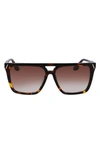 Victoria Beckham 57mm Gradient Navigator Sunglasses In Dark Havana