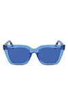 Victoria Beckham Logo Square Acetate Sunglasses In Teal Blue