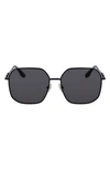 Victoria Beckham Chain Square Metal Sunglasses In Black