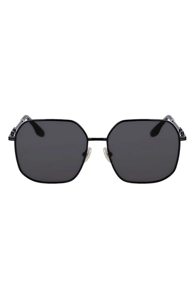 Victoria Beckham Chain Square Metal Sunglasses In Black