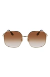Victoria Beckham Chain Square Metal Sunglasses In Gold/honey