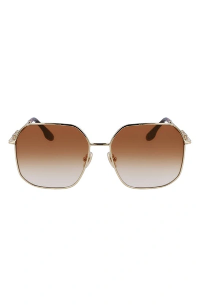 Victoria Beckham Chain Square Metal Sunglasses In Gold/honey