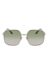 Victoria Beckham Chain Square Metal Sunglasses In Yellow Gold