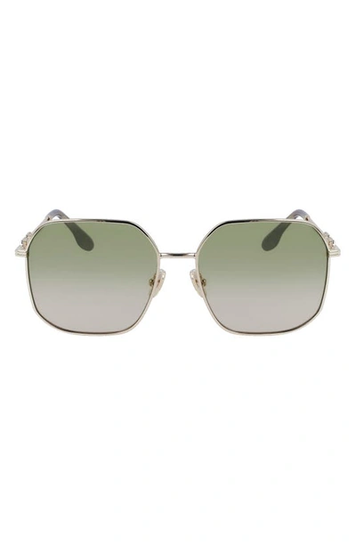 Victoria Beckham Chain Square Metal Sunglasses In Yellow Gold