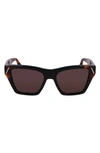 Victoria Beckham Classic V Modified Square Acetate Sunglasses In Black