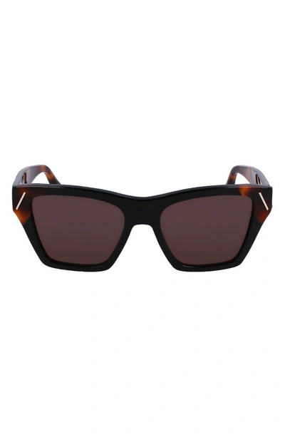Victoria Beckham Classic V Modified Square Acetate Sunglasses In Black