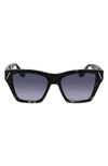 Victoria Beckham Classic V Modified Square Acetate Sunglasses In Vintage Grey Havana
