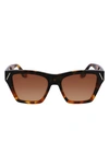 Victoria Beckham Classic V Modified Square Acetate Sunglasses In Dark Havana Fade