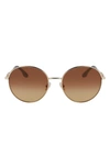 Victoria Beckham 58mm Gradient Round Sunglasses In Gold/ Brown