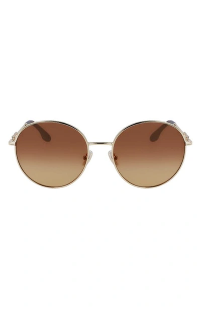 Victoria Beckham 58mm Gradient Round Sunglasses In Gold/ Brown