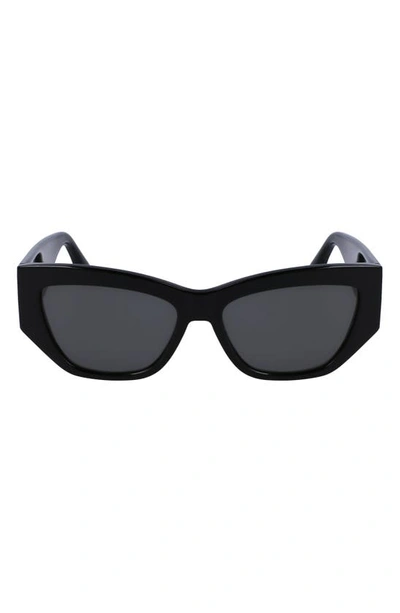 Victoria Beckham Sculptural Boxy Acetate Cat-eye Sunglasses In Black