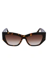 Victoria Beckham Sculptural Boxy Acetate Cat-eye Sunglasses In Dark Havana