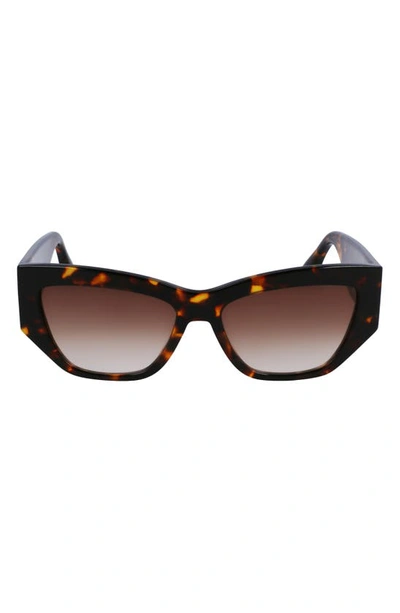 Victoria Beckham Sculptural Boxy Acetate Cat-eye Sunglasses In Dark Havana