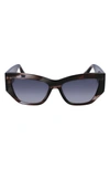 Victoria Beckham Sculptural Boxy Acetate Cat-eye Sunglasses In Striped Grey