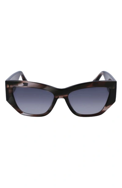 Victoria Beckham Sculptural Boxy Acetate Cat-eye Sunglasses In Striped Grey