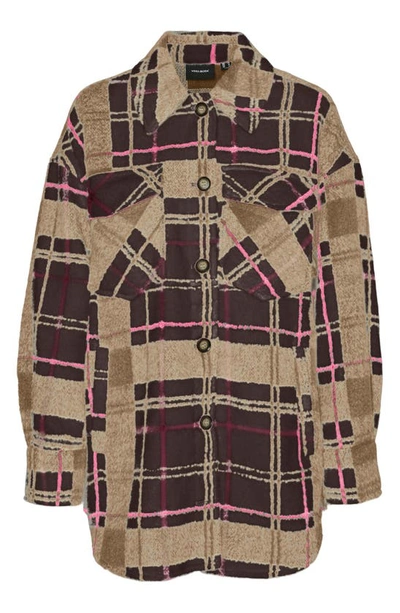 Vero Moda Leslie Check Lonline Jacket In Hot Pink Checksblacktigers
