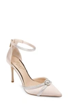 Jewel Badgley Mischka Geena Crystal Embellished Pointed Toe Ankle Strap Pump In Champagne