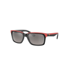 Ray Ban Rb4393m Scuderia Ferrari Collection Sunglasses Black On Red Frame Grey Lenses Polarized 56-18 In Black On Red