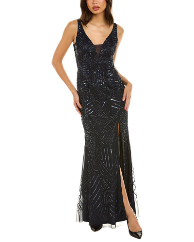Adrianna Papell Beaded Gown In Black